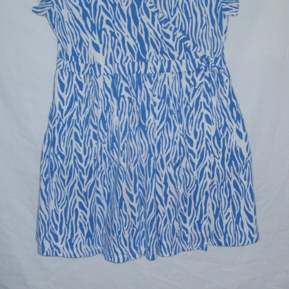 Diane Von Furstenberg Size L 10 12 Blue Sea Twig Knee Length Faux Wrap Dress - Picture 3 of 10